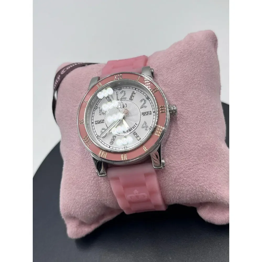 Juicy Couture HRH‎ 1900615 Ladies Pink Silicone Band Pave Watch New Battery
